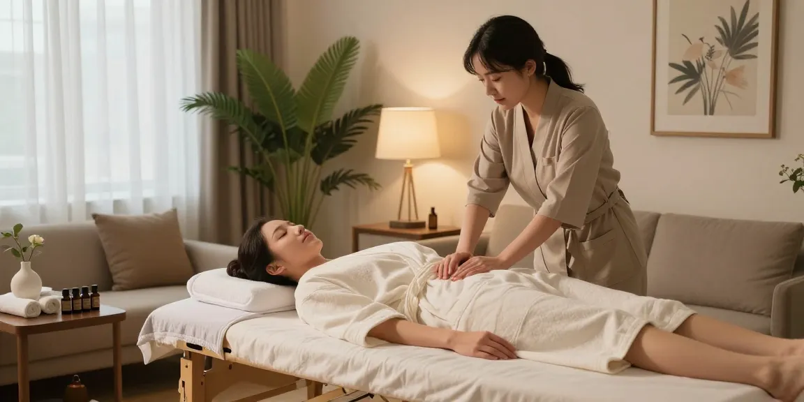 Experience a relaxing 강남출장마사지 in a serene living room setting with soothing ambiance.