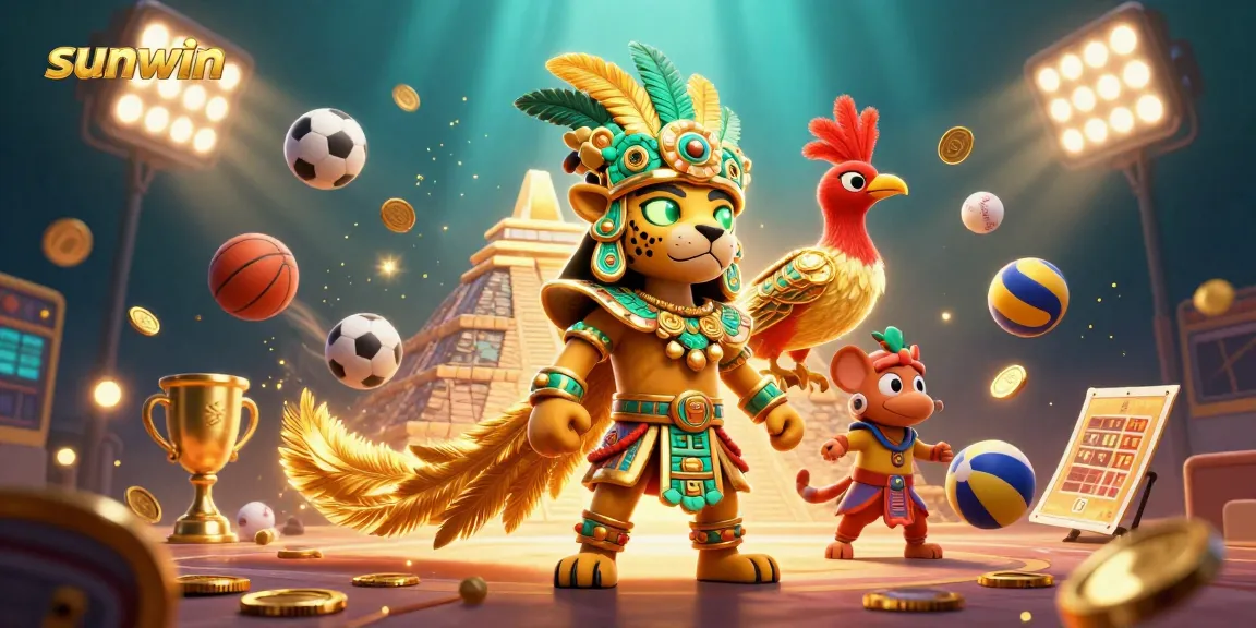 Experience the thrills of sunwin with dynamic sports betting, vibrant game elements, and rich illustrations.